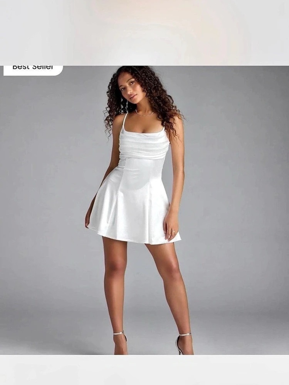 Windsor True Perfection Pleated Satin Skater Dress White